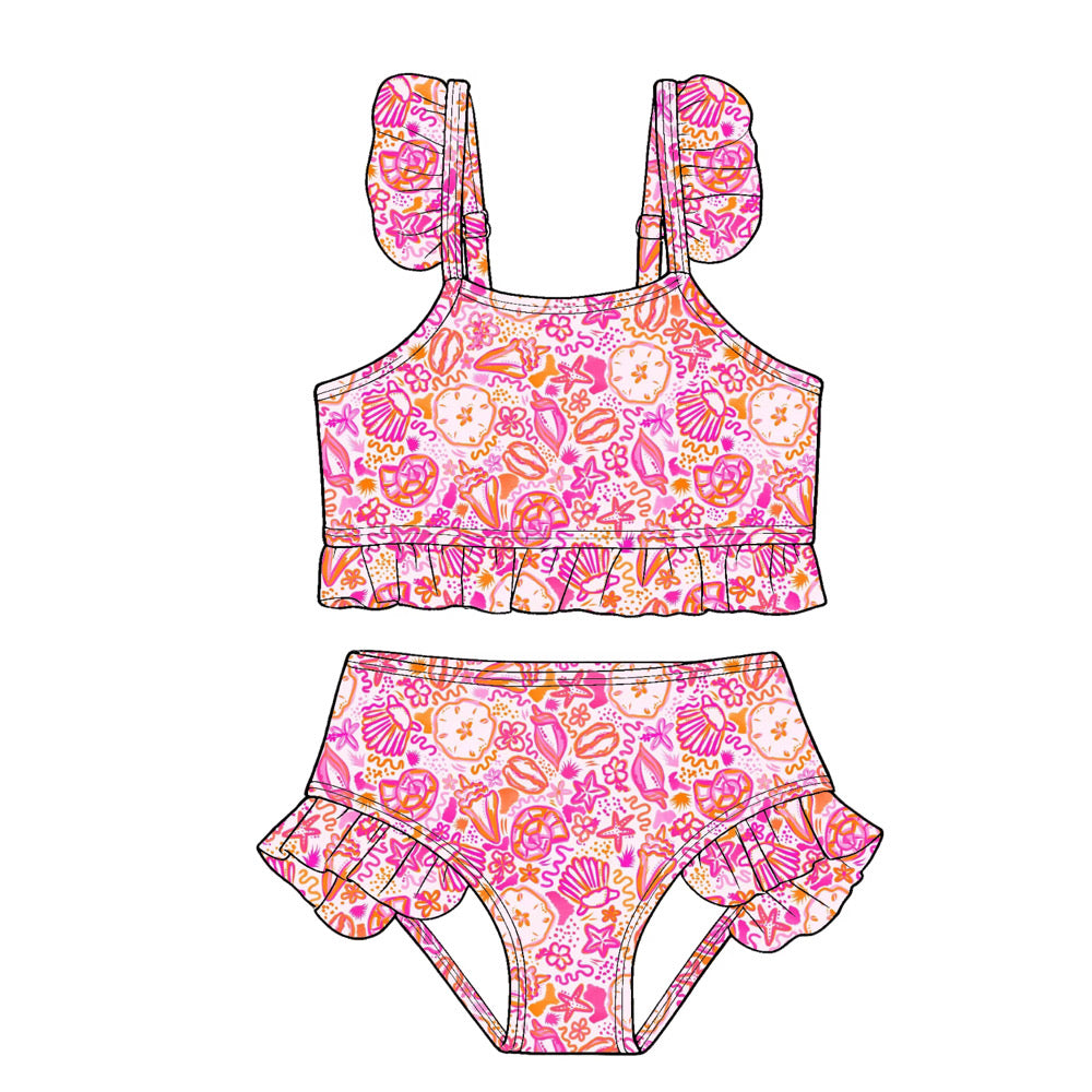 Pink Paradise Ruffle Two Piece Swim Suit PREORDER