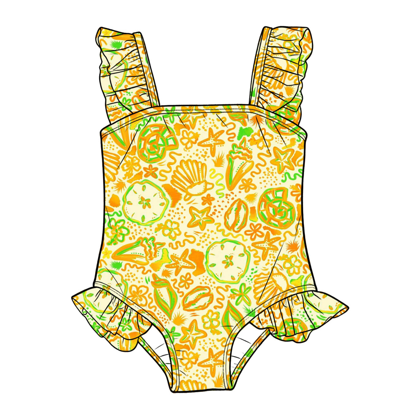 Island Glow Adult Ruffle Swim Suit PREORDER
