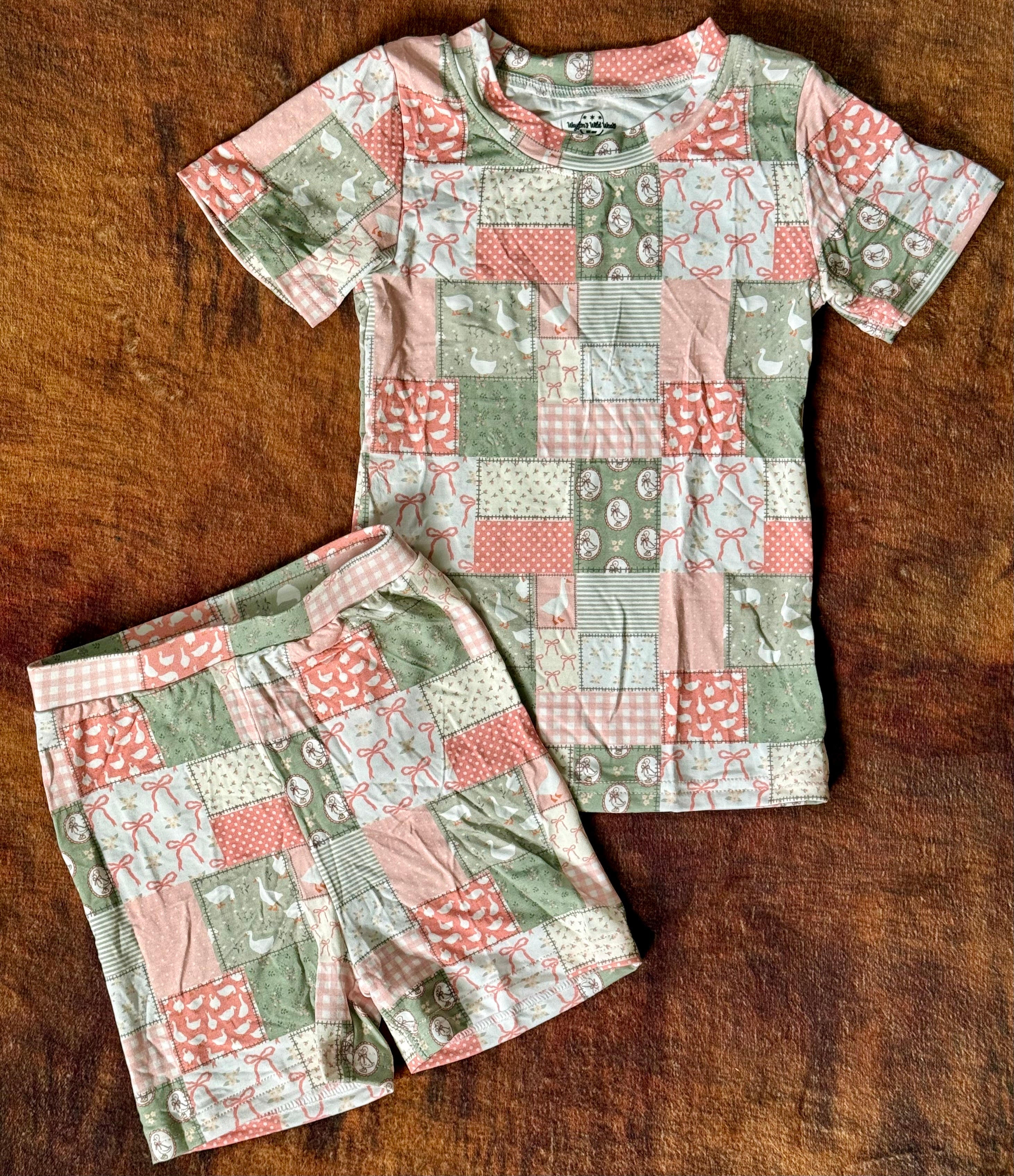 Pink Goosey Gingham Short PJ Set