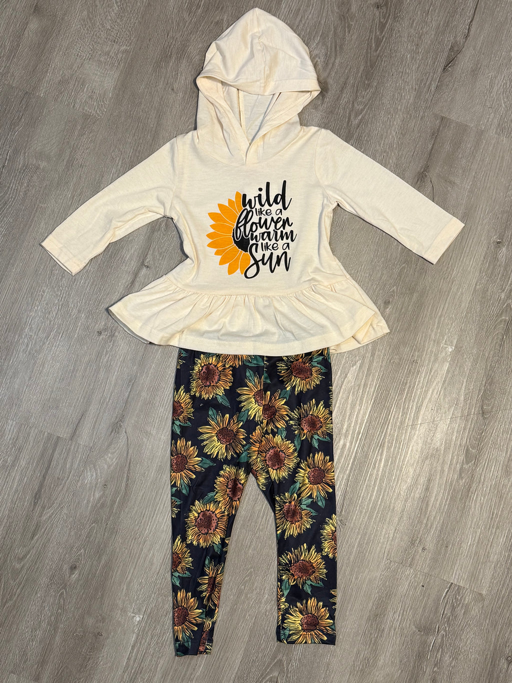 Wild Like A Flower Poly Blend Leggings and Peplum Hoodie Set