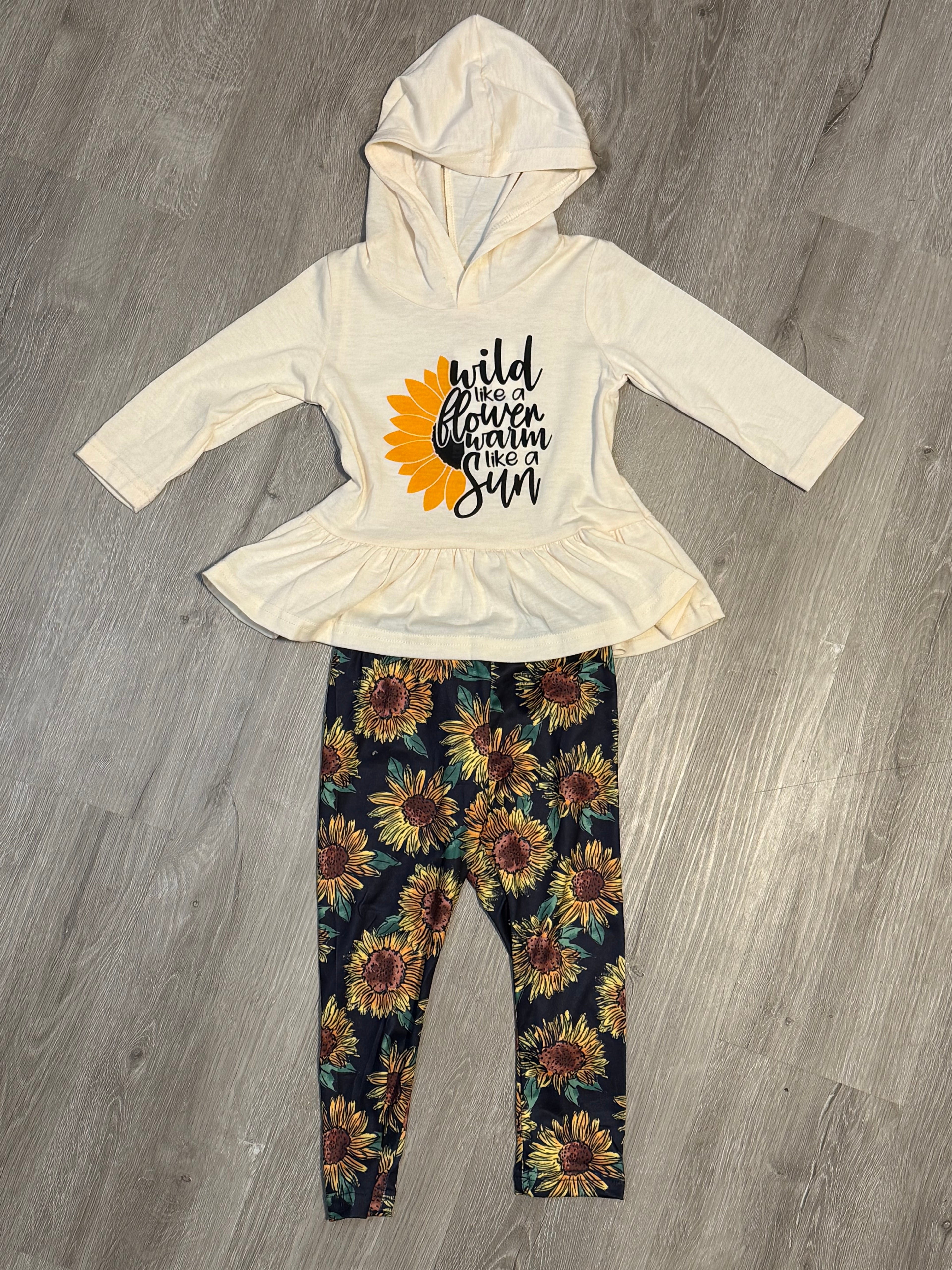 Wild Like A Flower Poly Blend Leggings and Peplum Hoodie Set