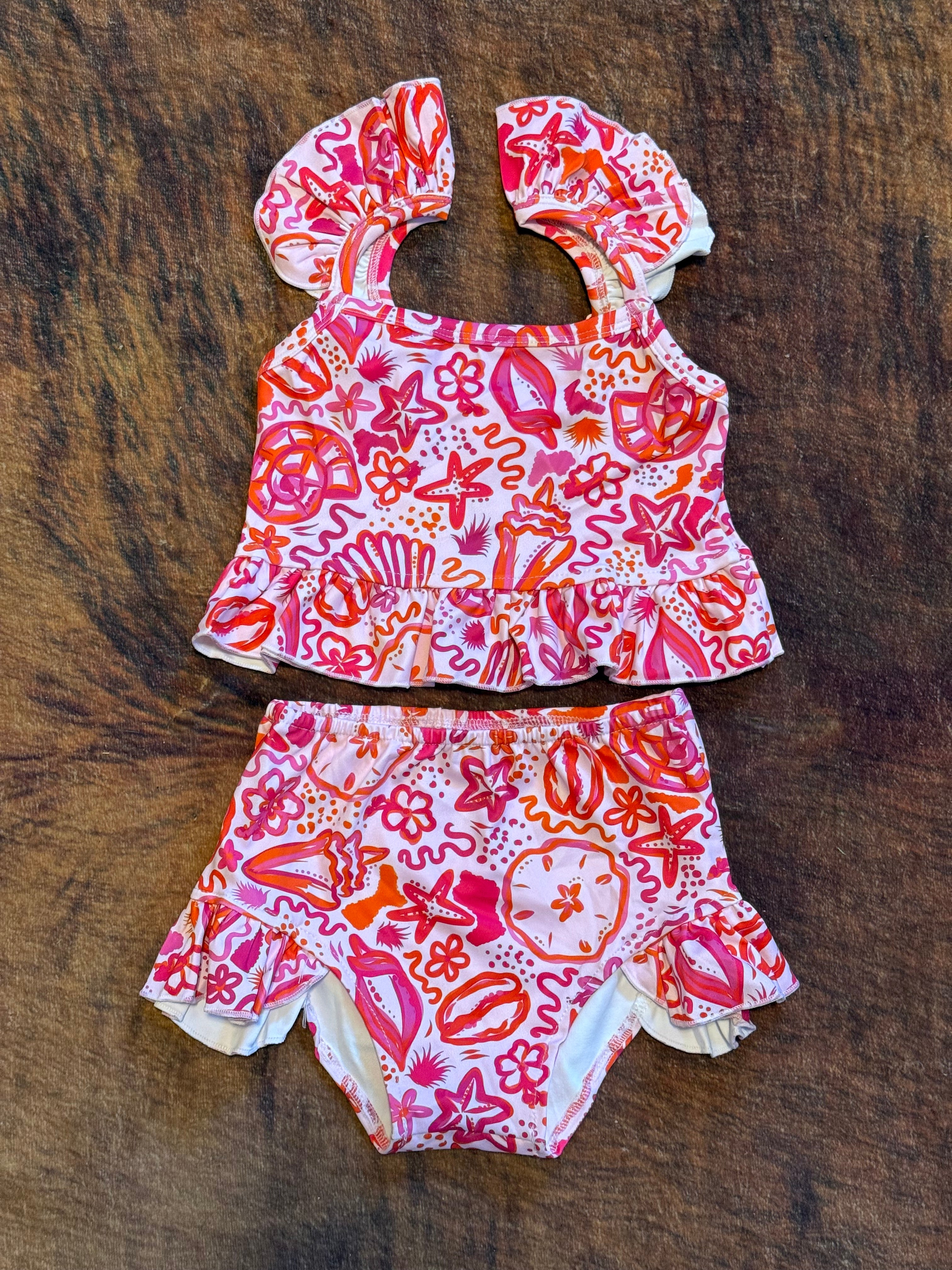 Pink Paradise Ruffle Two Piece Swim Suit