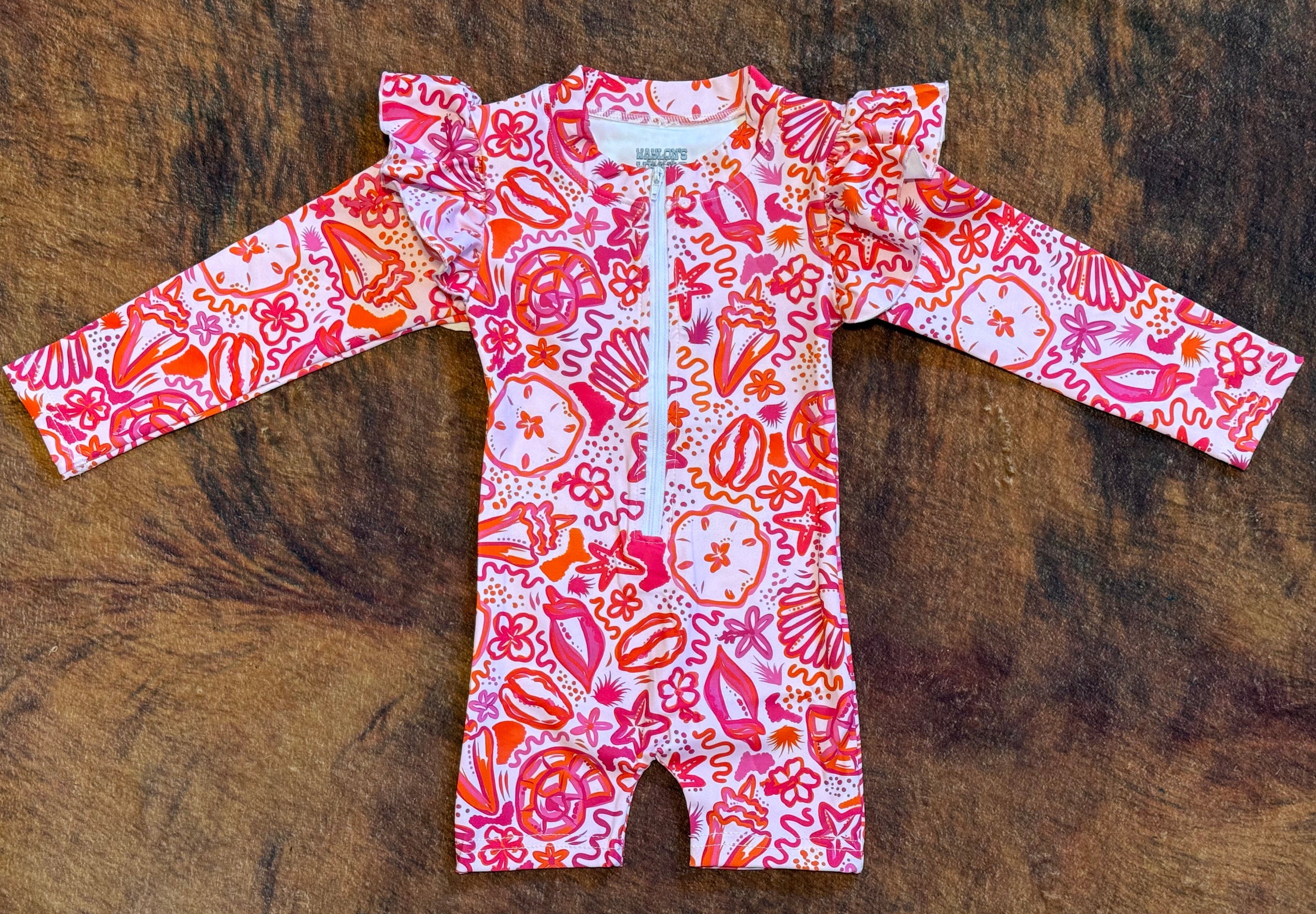 Ruffle Rash Guard Swim Suit Shortie