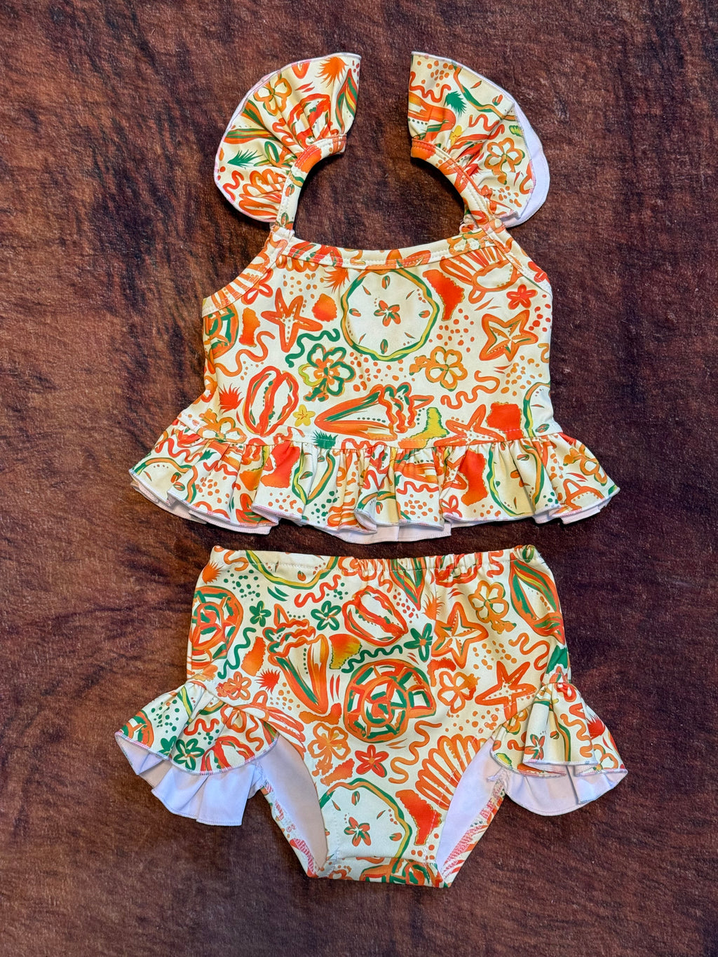 Island Glow Ruffle Two Piece Swim Suit
