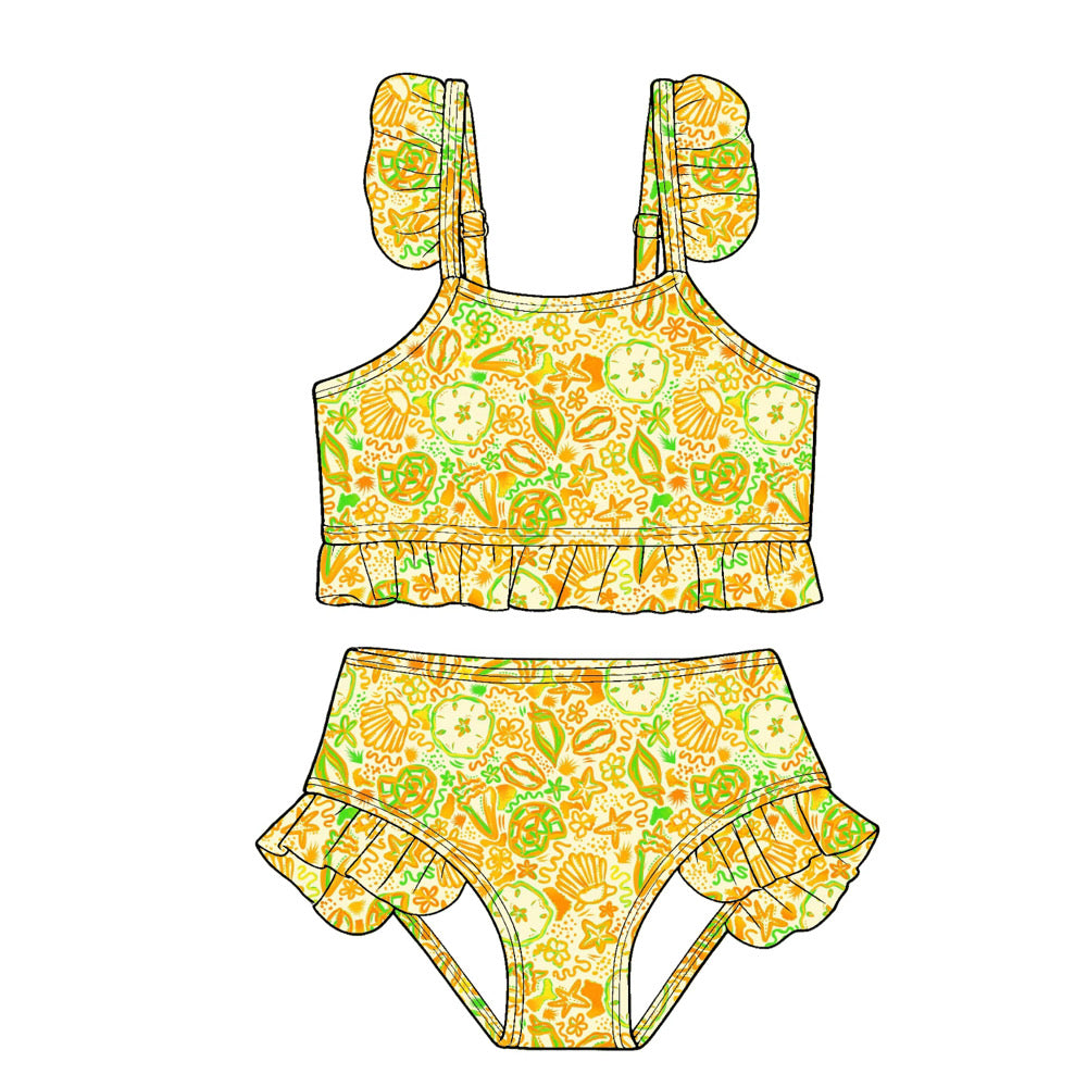 Island Glow Ruffle Two Piece Swim Suit PREORDER
