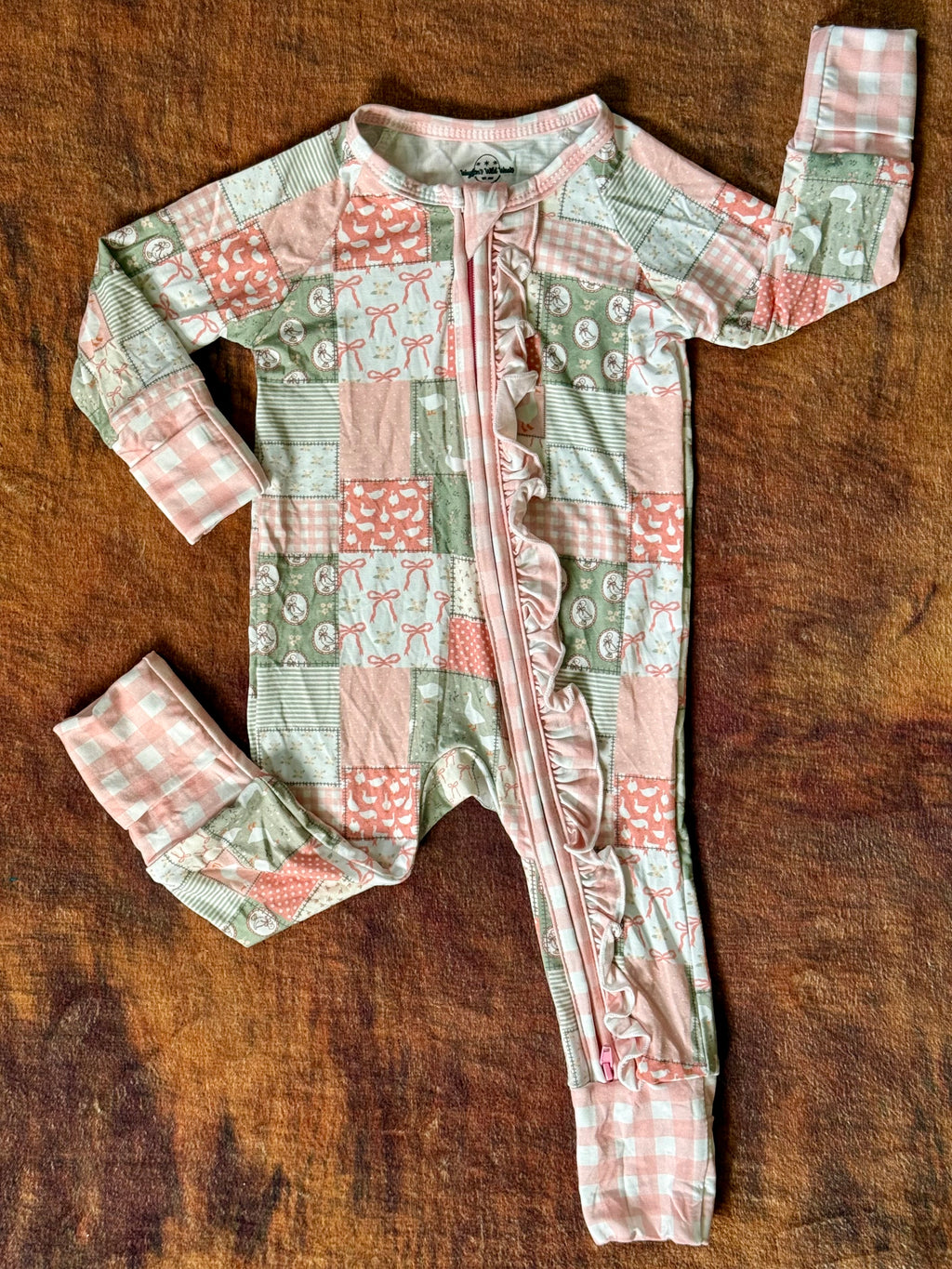 Pink Goosey Gingham Ruffle Zippy