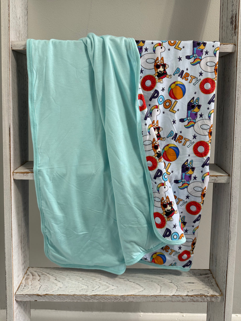 30”x40” Blue Dog Pool Party Bamboo Blanket