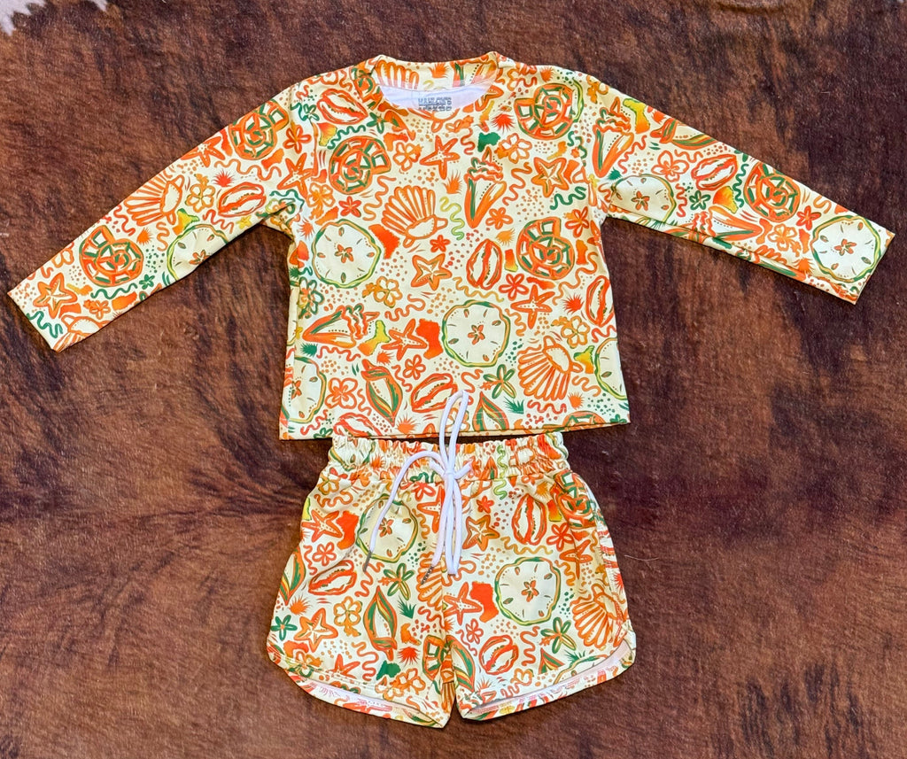Island Glow Rash Guard & Shorts Swim Set