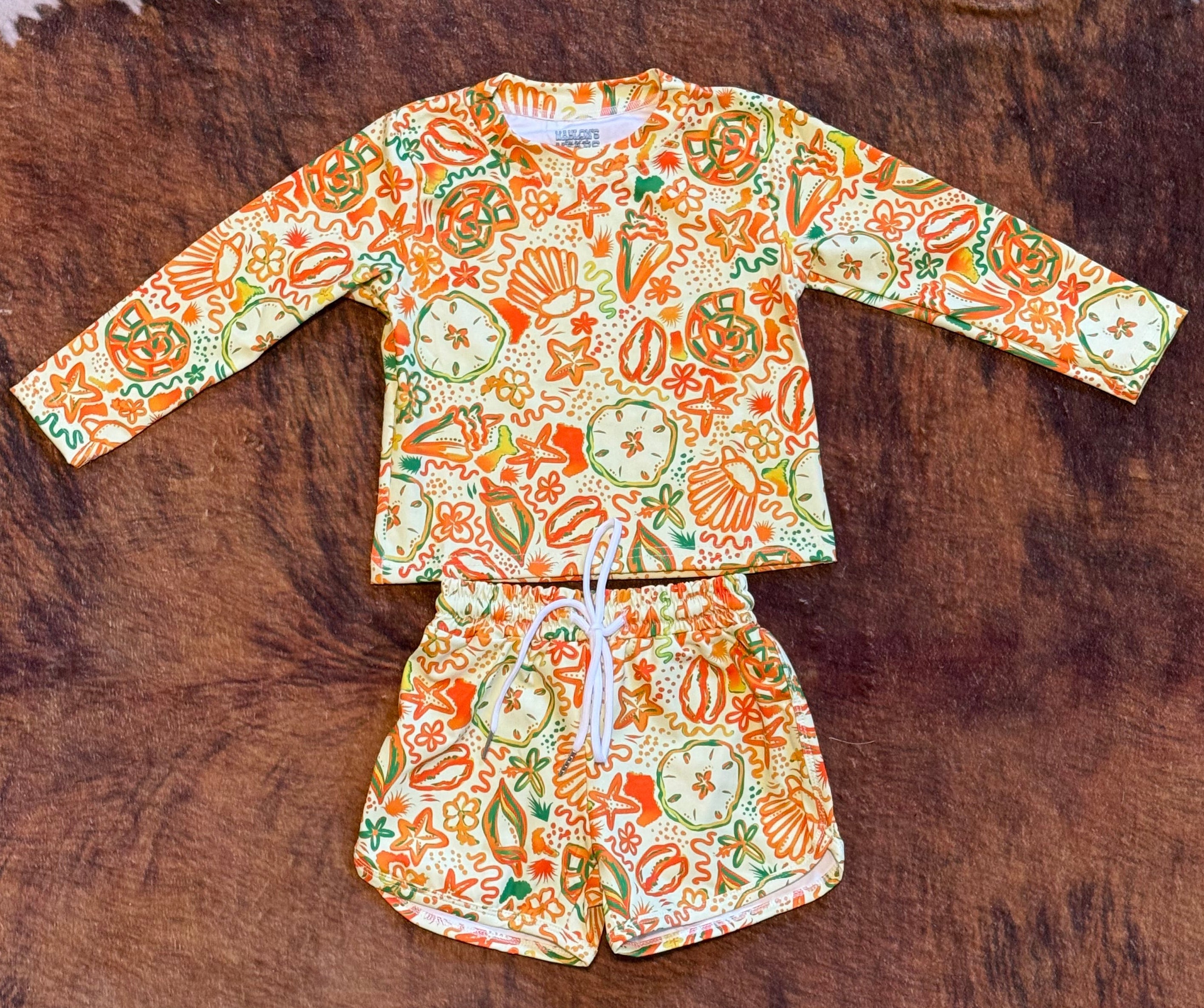 Island Glow Rash Guard & Shorts Swim Set