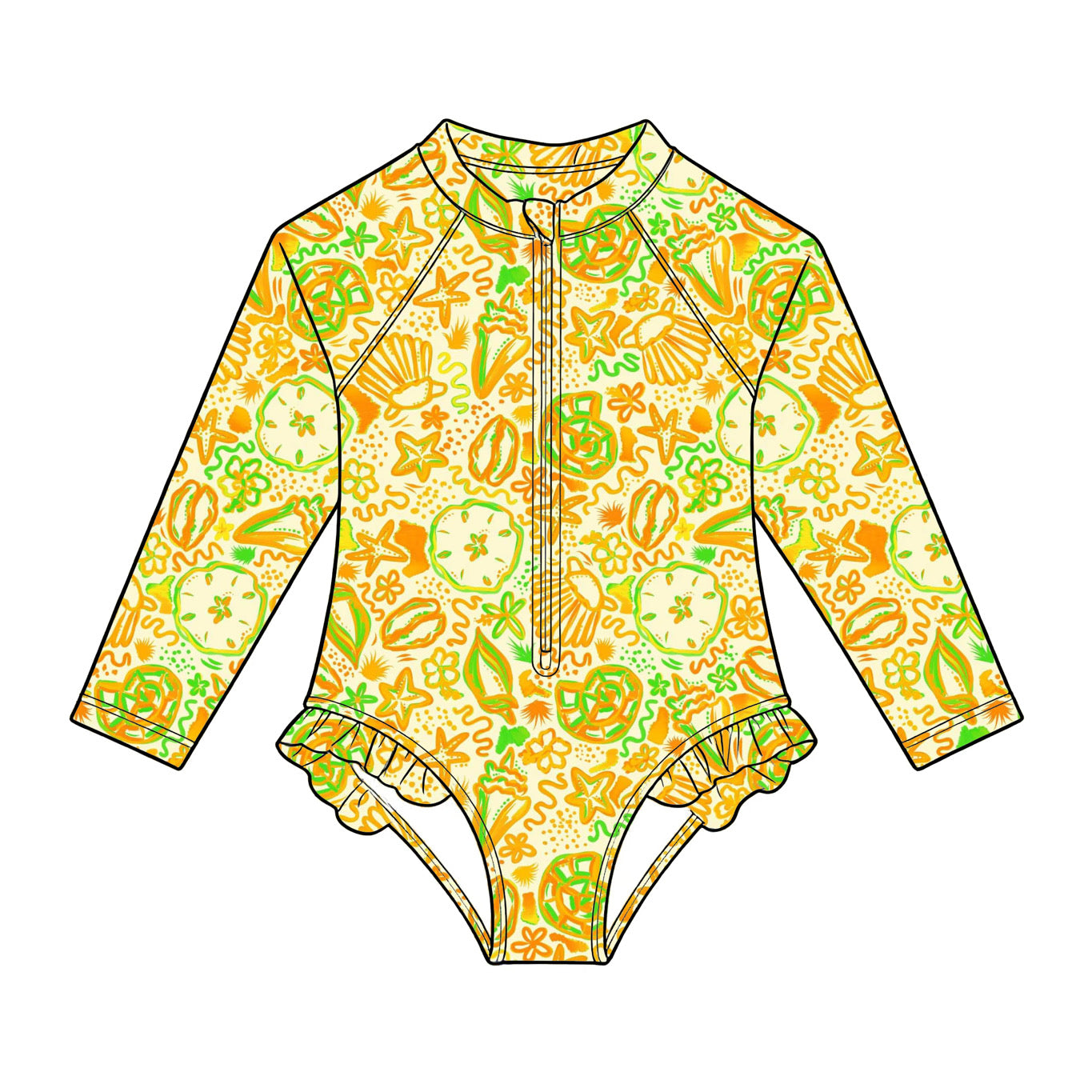 Island Glow Ruffle Rash Guard Swim Suit PREORDER