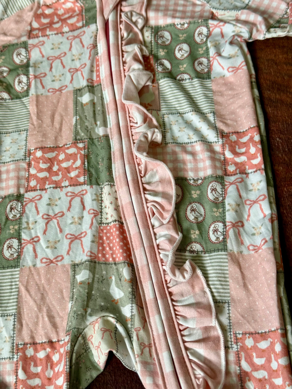 Pink Goosey Gingham Ruffle Zippy