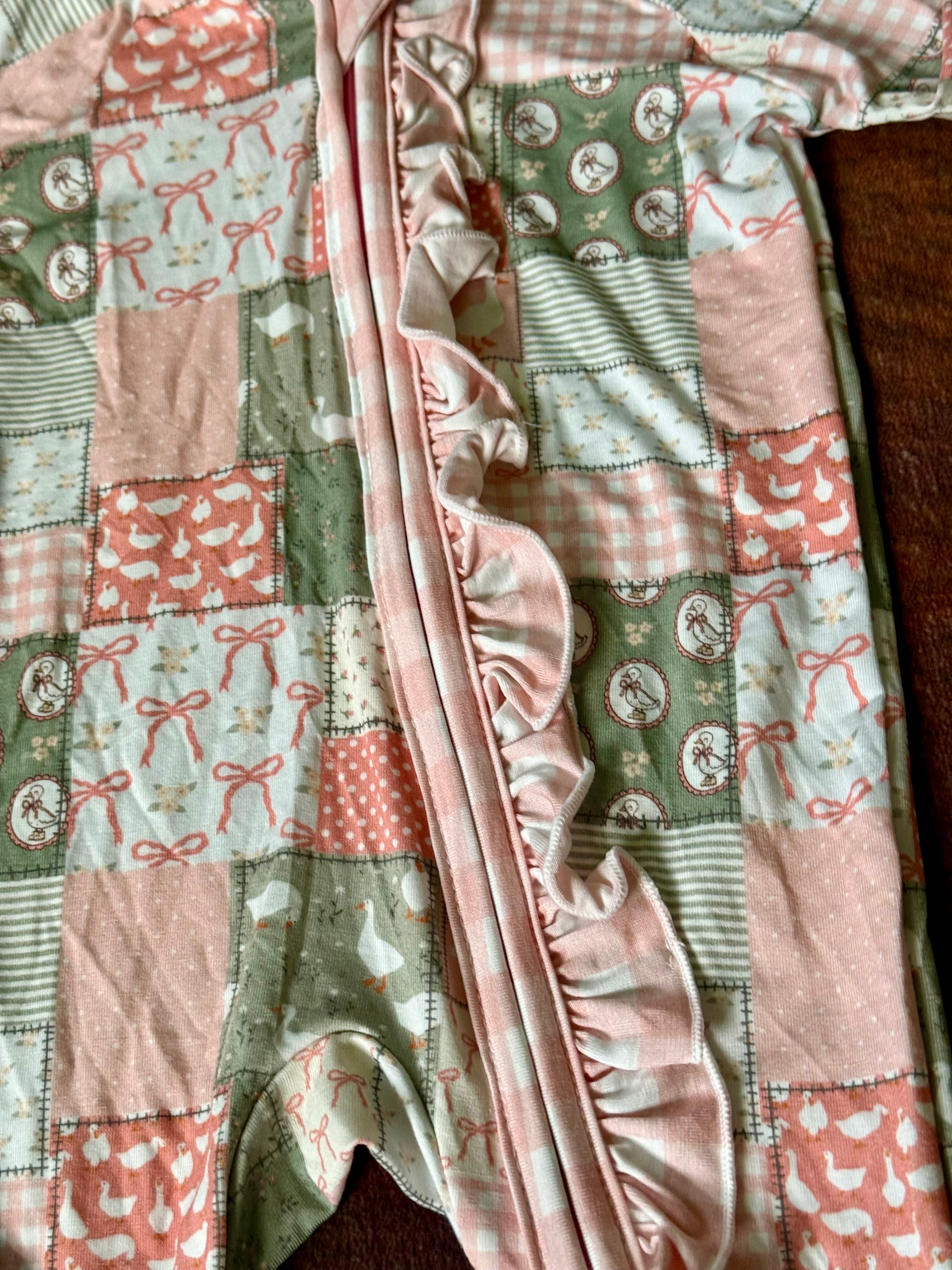 Pink Goosey Gingham Ruffle Zippy