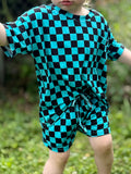 Blue Crush Checks Lounge Pocket Tee + Shorts