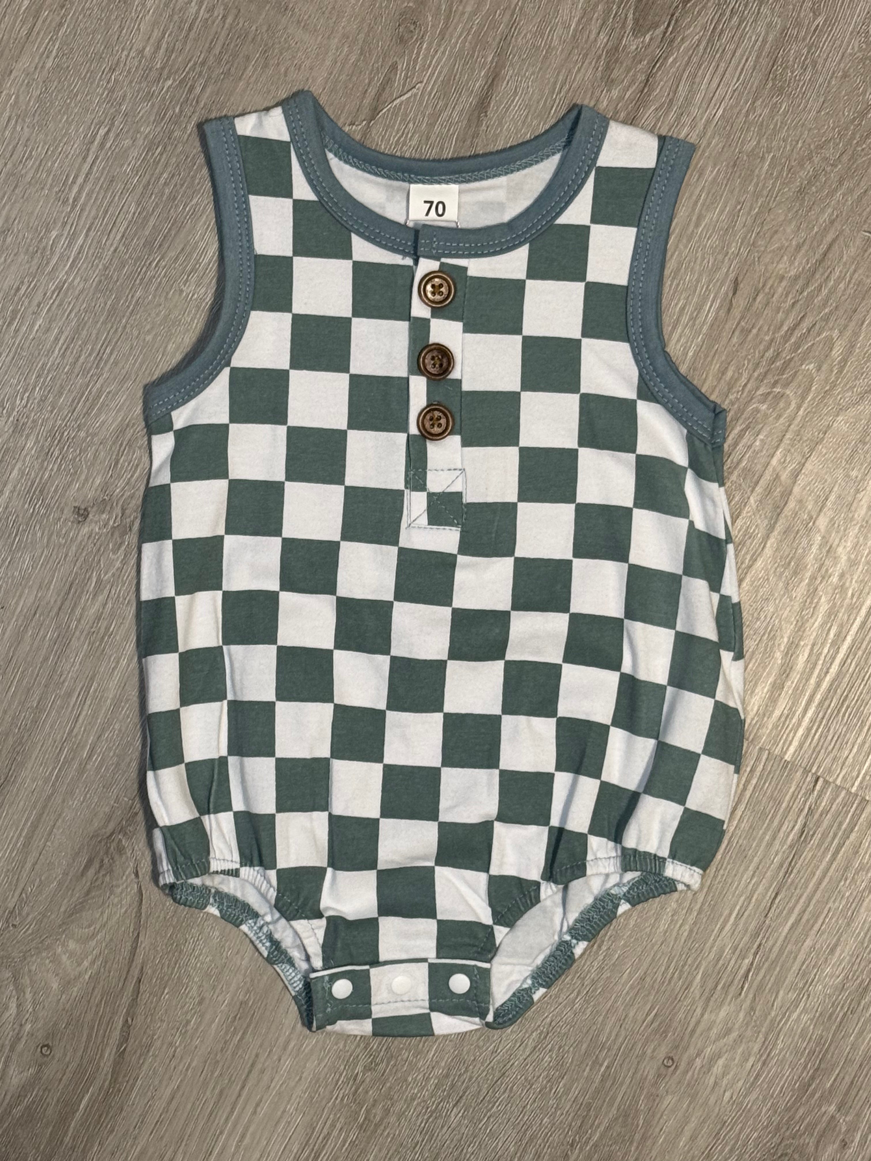 Green Cotton Bubble Romper