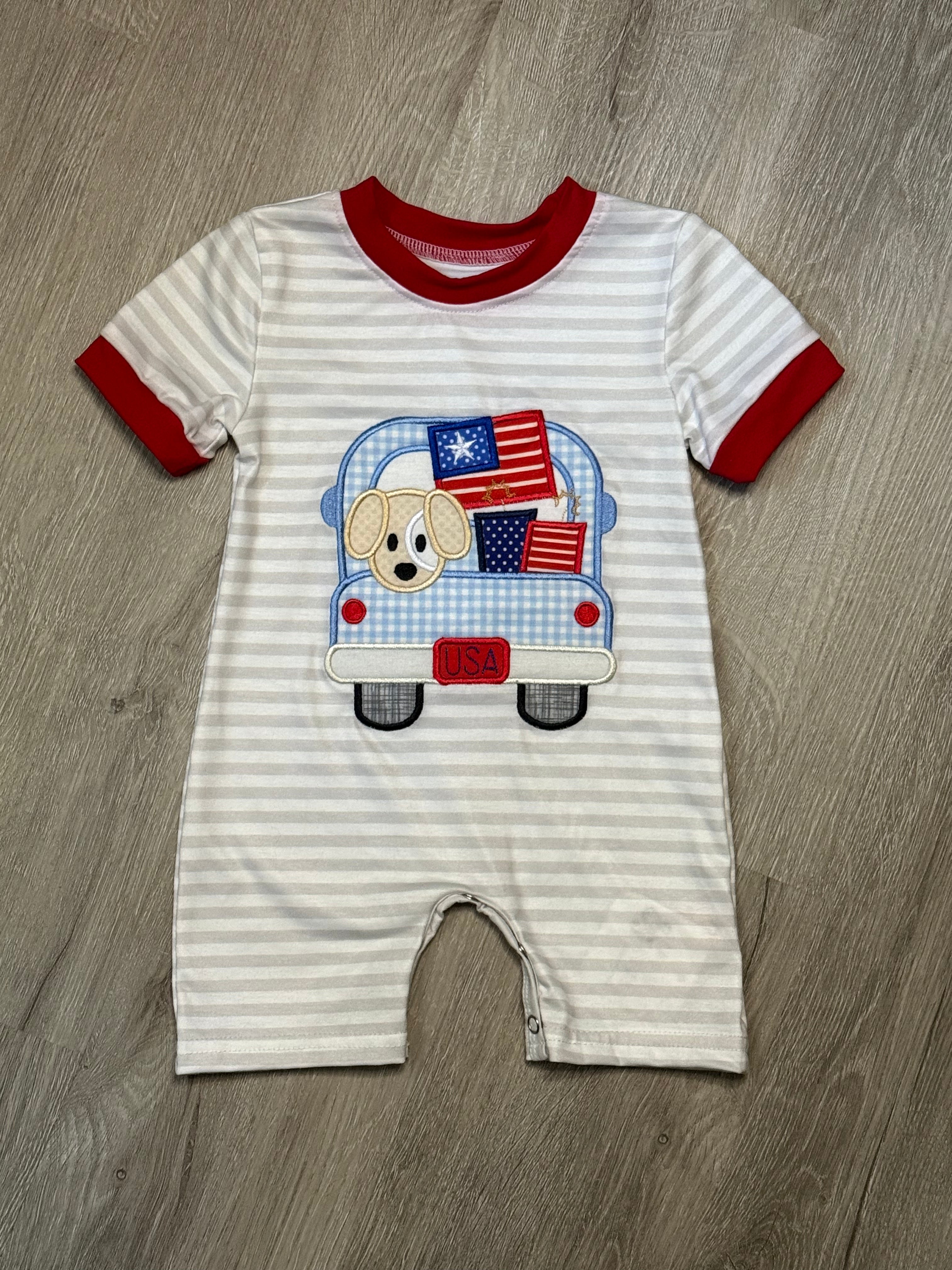 6m Patriotic Dog Romper