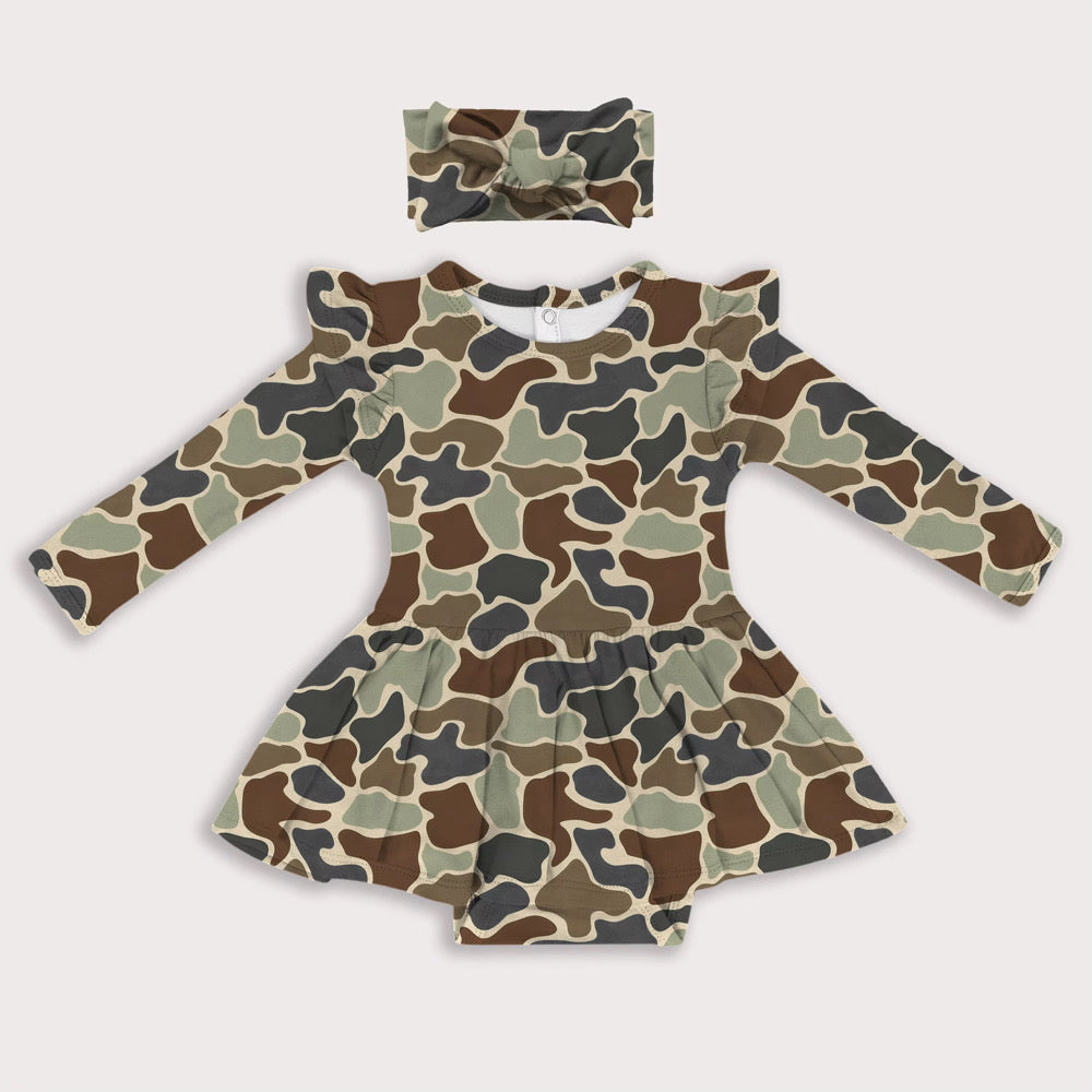 Camo Bodysuit Twirl & Headband