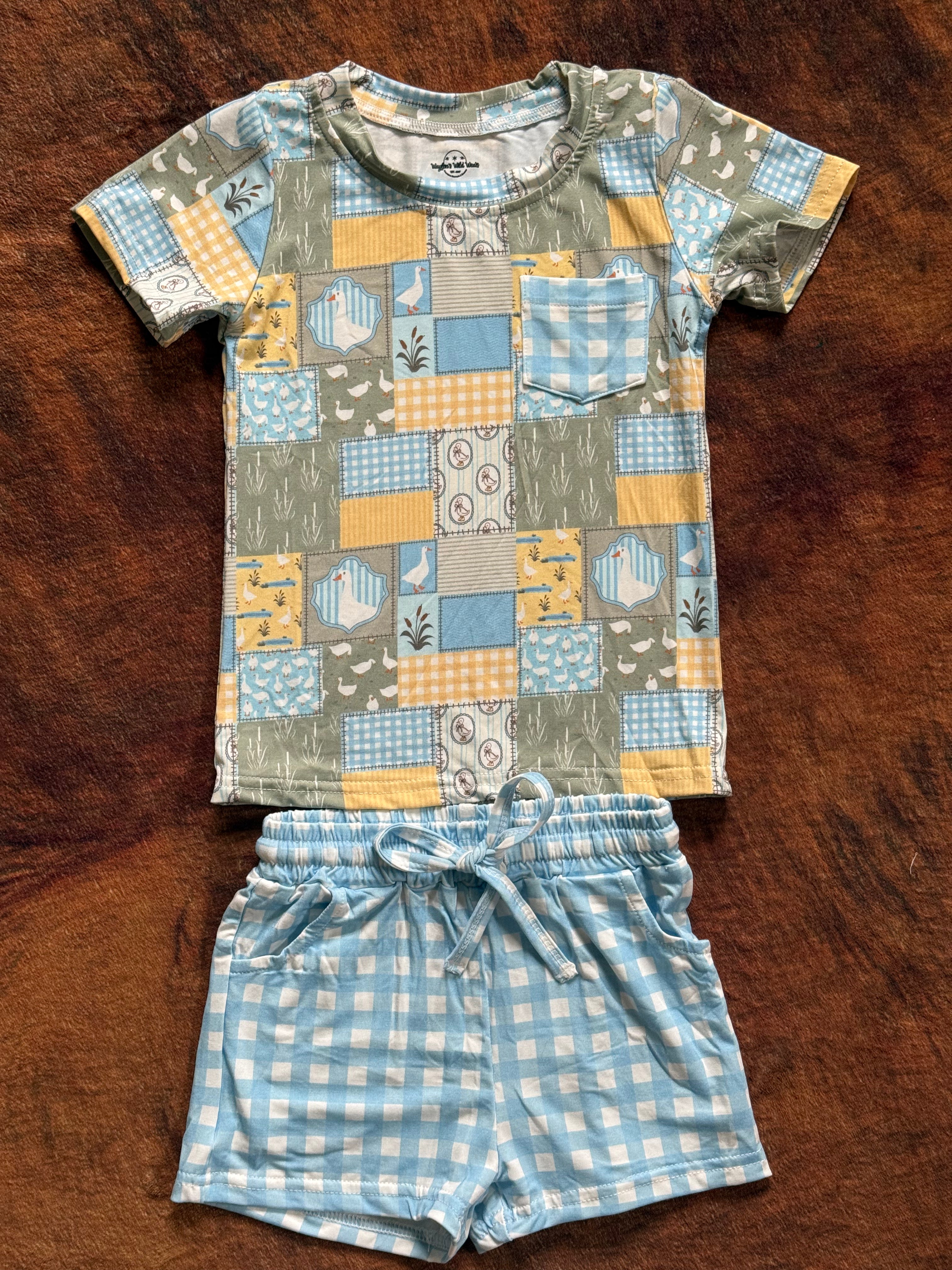 Blue Goosey Gingham Pocket Tee