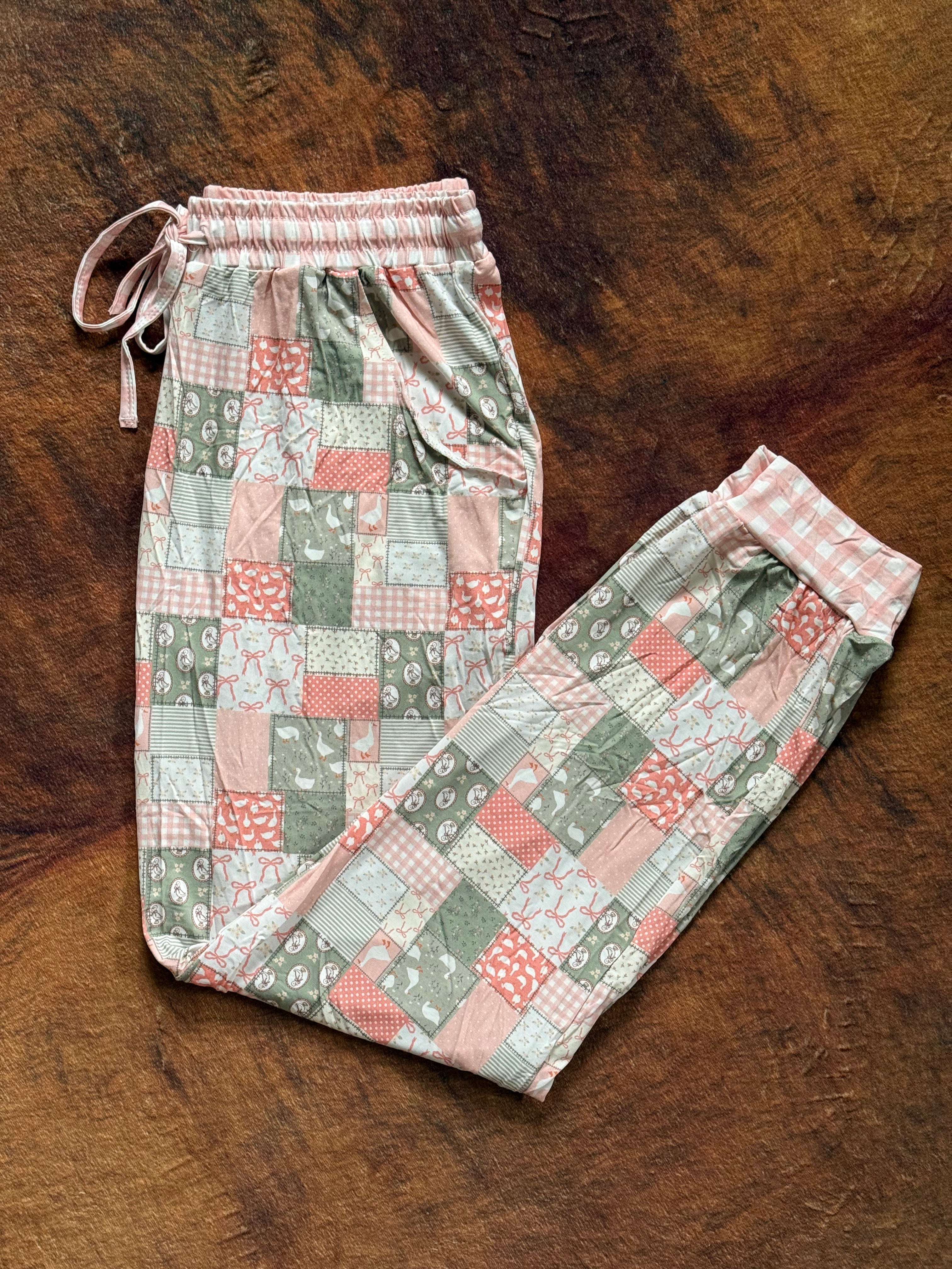 Pink Goosey Gingham Adult Joggers